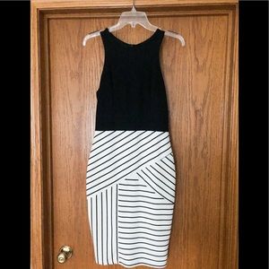 Lulu’s Black & White Striped Midi Dress